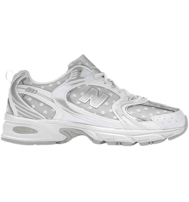 New Balance 530 White/Silver Metallic Polka Dots Unisex Retro Sneakers – U530HFW