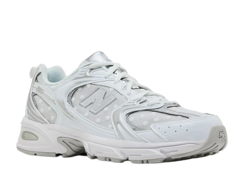 New Balance 530 White/Silver Metallic Polka Dots Unisex Retro Sneakers – U530HFW