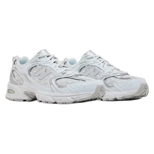 New Balance 530 White/Silver Metallic Polka Dots Unisex Retro Sneakers – U530HFW